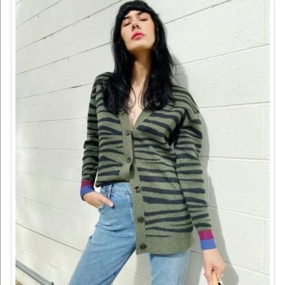 KULE Green and Black Striped Cardigan - Picture 4 of 12